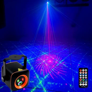 Портативное светодиодное лазерное сценическое освещение Дискотека Звук Активируемый DJ Свет для вечеринки со стробоскопическим эффектом USB Перезаряжаемый Проектор Свет
