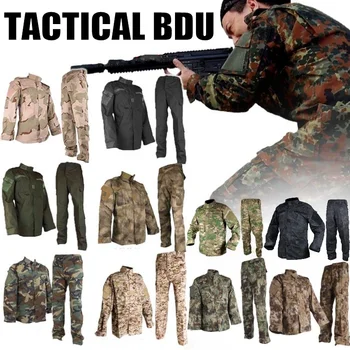 Камуфляжный Комплект BDU, тактическая форма, Военная Армейская боевая рубашка, Брюки, Костюм, Камуфляжная Спецназовская одежда для Страйкбола, пейнтбола, охоты