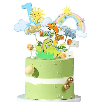 Украшение торта с мультяшным динозавриком, Украшение для вечеринки По случаю Дня рождения, Топпер Для торта Для мальчика, Украшение для торта С Днем Рождения