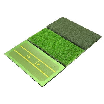 Цельнокроеный коврик для гольфа 3 в 1 с зеленой дорожкой и обратной связью Для тренировки вождения, отбивания и качания на заднем дворе