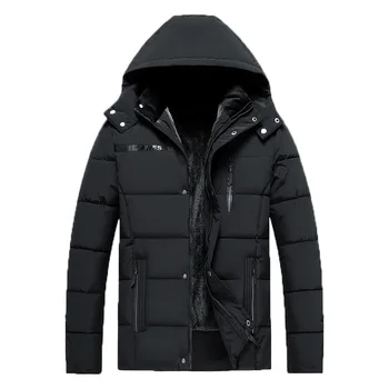 2023 Новая мужская Зимняя Повседневная Мода, Ветрозащитная, Сохраняющая тепло Плюшевая куртка, Пальто, мужская Съемная зимняя куртка с капюшоном, Однотонная мужская куртка