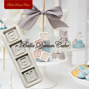 Детские кубики с буквами, Силиконовая форма для Помадки, форма для изготовления конфет, модель из шоколадной глины, Инструменты для украшения торта, Кухонные принадлежности для выпечки