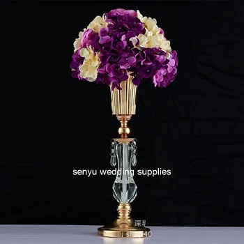 труба серебряная акриловая цветочная ваза, подставка для цветов из кованого железа, хрустальные центральные элементы для свадебного украшения senyu0853