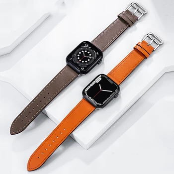 Кожаный ремешок с петлей для Apple Watch серии Ultra-8-7-6-5-4-3- SE 49 мм 45 мм 44 мм 42 мм 40 мм 41 мм 38 мм спортивный браслет для ремешка iWatch