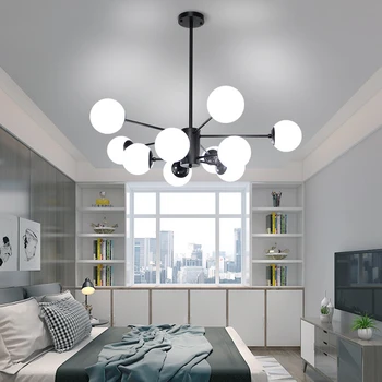 Современная Многоголовочная люстра со стеклянным шаром, светодиодная подвесная лампа для гостиной, столовой, спальни, Подвесные светильники для домашнего декора