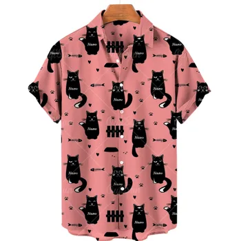Мужская Гавайская Рубашка с коротким рукавом, Летняя Негабаритная Дышащая Роскошная Рубашка в Социальном Стиле Y2k С Изображением животных, Винтажная Готическая Одежда