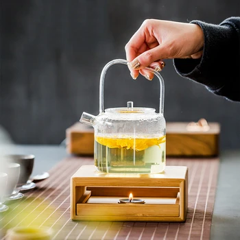 Чайник с нагревательной основой, Чайник с теплой плитой, Бытовая японская бамбуковая грелка для чая, Чайник с нагревательной основой, Аксессуары для чайного сервиза