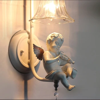 Европейский Стиль Настенный Светильник Креативная Смола Скрипка Ангел Спальня Декоративная Лампа