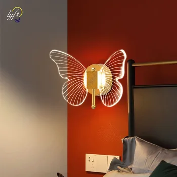 Светодиодный настенный светильник с бабочкой, внутреннее освещение, Лампрас, прикроватная тумбочка для спальни, украшение гостиной, освещение лестницы, освещение интерьера