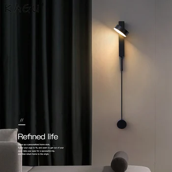 Современный светодиодный прикроватный настенный светильник С поворотным переключателем, настенный прикроватный светильник, Простые настенные светильники для украшения отеля