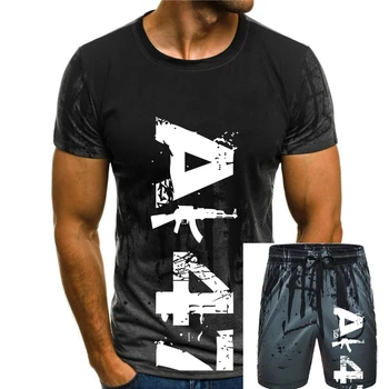 Новейшая футболка 2018, Мужская Хлопковая футболка с круглым вырезом, Вертикальная модная футболка с пистолетом Ak-47, Черные мужские футболки Онлайн