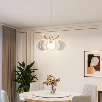 Акриловый подвесной светильник в виде тыквы, барный декор в помещении, подвесной светильник в Скандинавской короне, Люстра E27 для спальни, светильники для обеденного стола