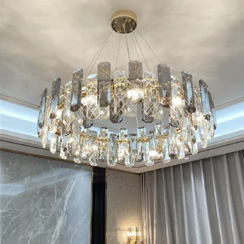 Новая современная хрустальная люстра для гостиной, сокращенная атмосфера, освещение в столовой, роскошный геометрический декоративный кристалл