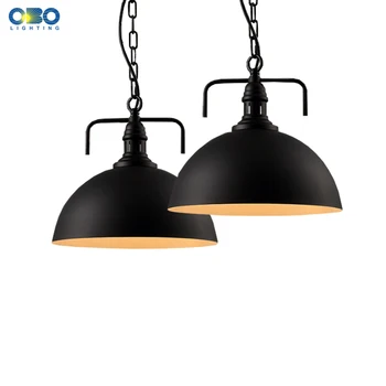 Винтажный железный подвесной светильник Chian, окрашенный в черный/белый цвет, абажур для кофейни, внутреннее освещение, E27, держатель лампы 110-240 В, шнур 80 см