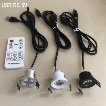 5V USB Мини точечный светодиодный светильник с регулируемой яркостью Пульт дистанционного управления 1,5 Вт 3 Вт Встраиваемый светодиодный светильник для ювелирного шкафа Потолочный прожектор лестница