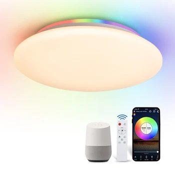 WiFi Умный потолочный светильник CCT RGB LED Приложение Голосовое управление 28 Вт Лампа с регулируемой яркостью Освещение гостиной спальни Работа с Alexa Siri