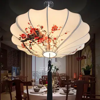 Лампы в китайском стиле, новая классическая тканевая лампа в виде листьев лотоса, деревенское повседневное романтическое украшение, подвесной светильник 40-60 см, рисунок мужской руки